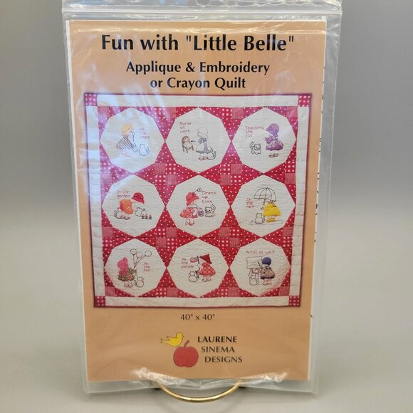 Fun With Little Belle Applique and Embroidery Quilt Pattern Crayon Quilt 40 x 40 - Picture 1 of 4